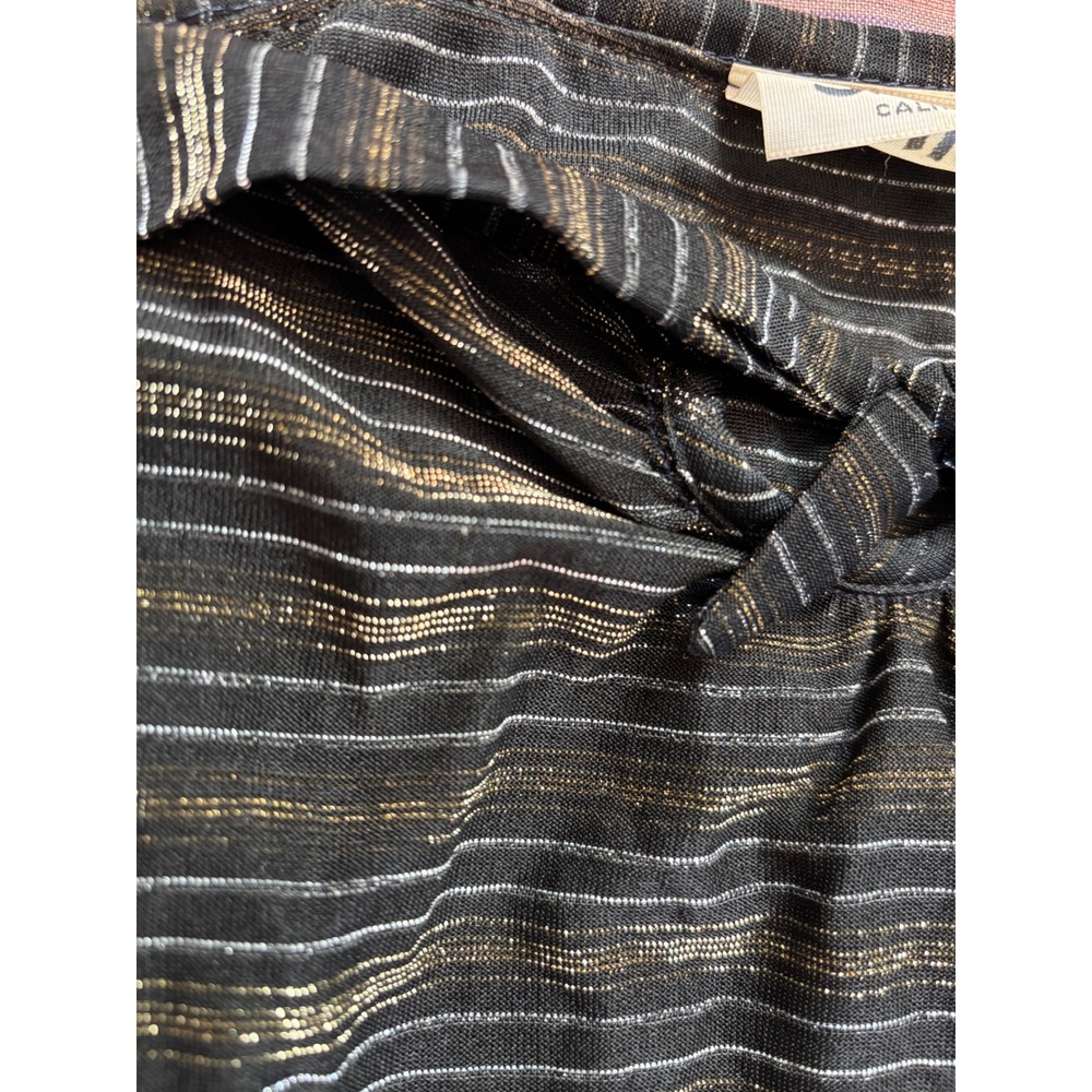 Vintage 70s Black Gold Metallic Pinstripe Camisole Cami Sauci California Top - Picture 8 of 8